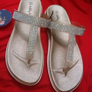 Size 9 Blue Ash Gold Bling Sandals